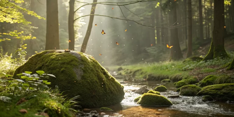 A peaceful forest with sunlight filtering through, a path to heal from religious trauma.