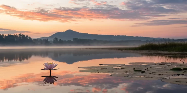 A serene lotus flower on a calm lake, providing guidance for your spiritual awakening.
