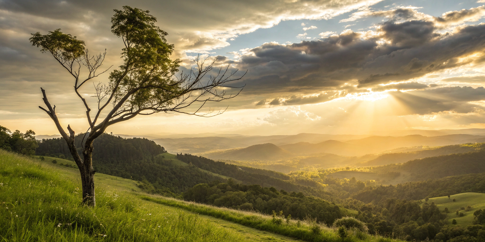 Sunlight breaks through clouds, a bible verse promise that God will restore what the enemy has stolen.