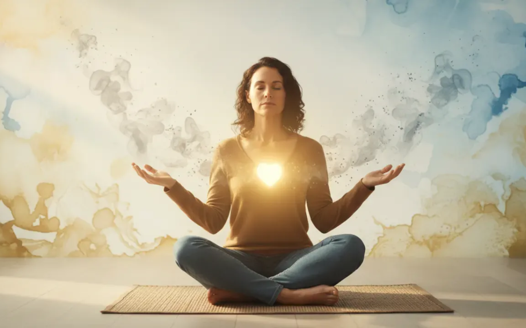 Person praying in golden light for forgiveness prayer and spiritual freedom