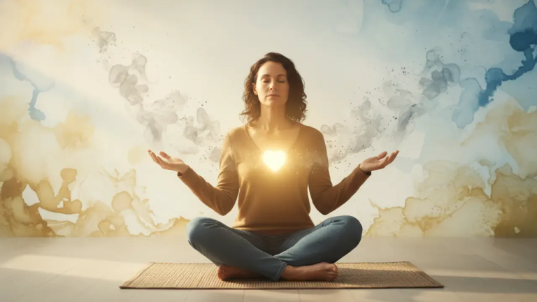 Person praying in golden light for forgiveness prayer and spiritual freedom