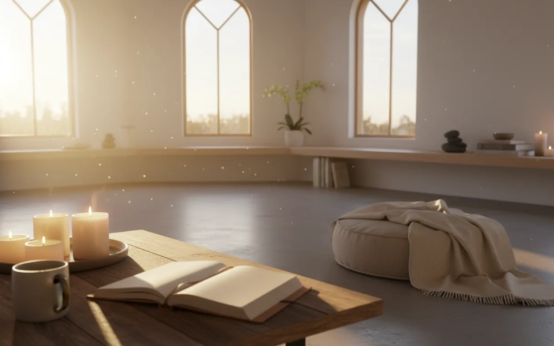 Peaceful meditation room for how to forgive when you are still angry