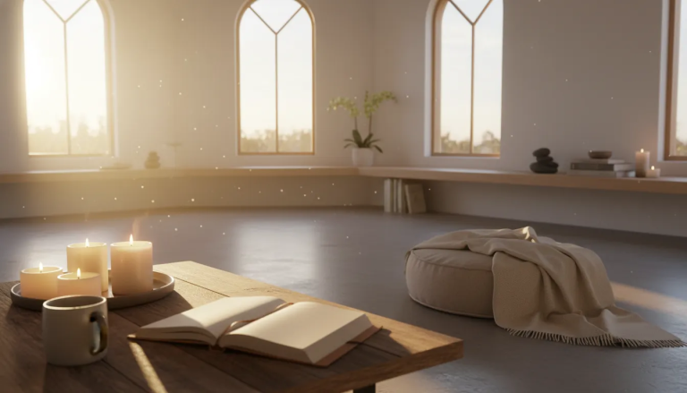 Peaceful meditation room for how to forgive when you are still angry