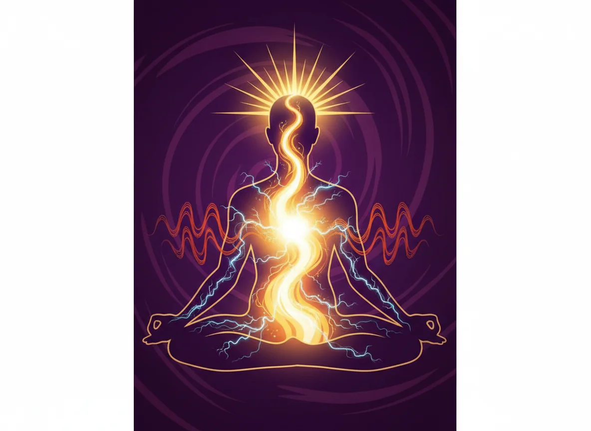 Illustration of kundalini energy symptoms rising through the body during spiritual awakening