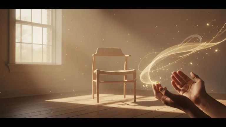 Warm golden light in a quiet room for Holy Spirit channeling and prayerful guidance