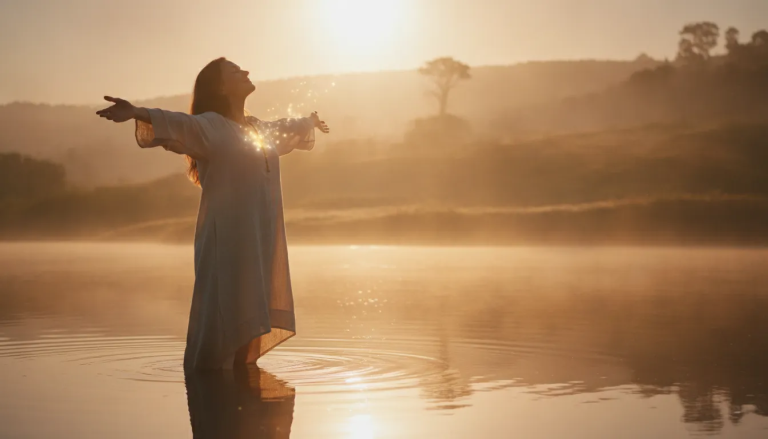 Person finding peace through spiritual self-forgiveness