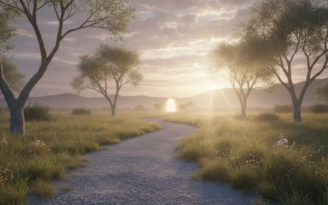 Quiet path at dawn beneath clouds, symbolizing grief and enduring faith