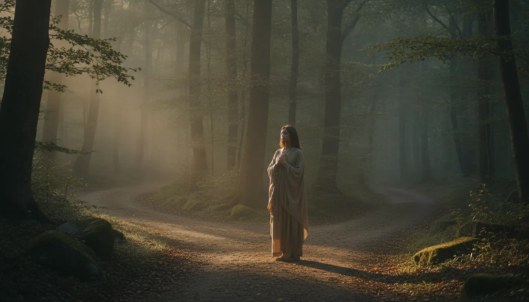 A contemplative person discerning intuition from fear