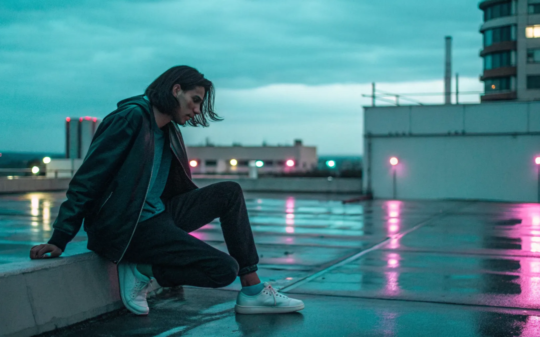 A person alone on a rooftop considers their suffering and questions if God is love.