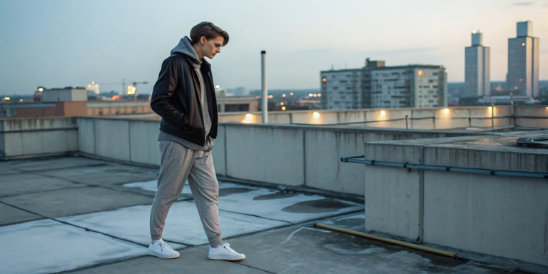 Man feeling distant on a rooftop, a common sign of spiritual blockages.