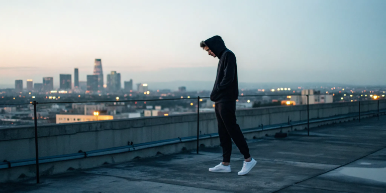 A lone man on a city rooftop reflects on how to restore spiritual energy.