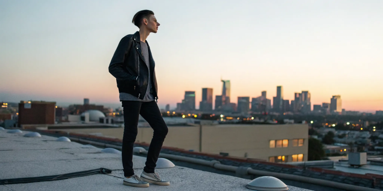 A person on a rooftop at sunset after the removal of spiritual blockages.