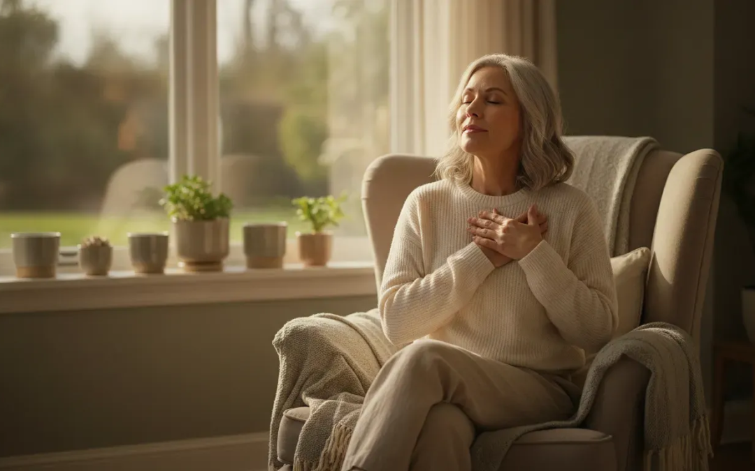 Woman finding calm while healing from religious trauma