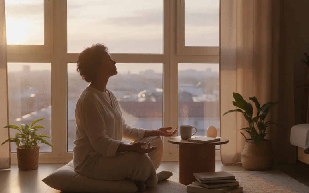 Person sitting in quiet morning light and experiencing God as personal